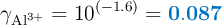 \gamma_{\ce{Al^{3+}}} = 10^{(-1.6)} = \color[RGB]{0,112,192}{\bf 0.087}