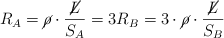 R_A = \cancel{\rho}\cdot \frac{\cancel{L}}{S_A} = 3R_B = 3\cdot \cancel{\rho}\cdot \frac{\cancel{L}}{S_B}