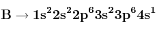 \bf B\to 1s^22s^22p^63s^23p^64s^1