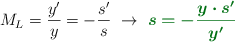 M_L = \frac{y^{\prime}}{y} = -\frac{s^{\prime}}{s}\ \to\ \color[RGB]{2,112,20}{\bm{s = -\frac{y\cdot s^{\prime}}{y^{\prime}}}}