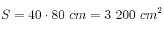 S = 40\cm\cdot 80\ cm = 3\ 200\ cm^2