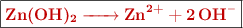 \fbox{\color[RGB]{192,0,0}{\bf{\ce{Zn(OH)2 -> Zn^{2+} + 2OH-}}}}