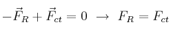 - \vec F_R + \vec F_{ct} = 0\ \to\ F_R = F_{ct}