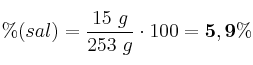 \%(sal) = \frac{15\ g}{253\ g}\cdot 100 = \bf 5,9\%