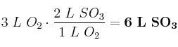 3\ L\ O_2\cdot \frac{2\ L\ SO_3}{1\ L\ O_2} = \bf 6\ L\ SO_3