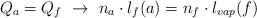 Q_a =  Q_f\ \to\ n_a\cdot l_f(a) = n_f\cdot l_{vap}(f)