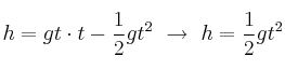h = gt\cdot t - \frac{1}{2}gt^2\ \to\ h = \frac{1}{2}gt^2