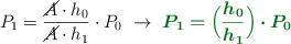 P_1= \frac{\cancel{A}\cdot h_0}{\cancel{A}\cdot h_1}\cdot P_0\ \to\ \color[RGB]{2,112,20}{\bm{P_1 = \Big(\frac{h_0}{h_1}\Big)\cdot P_0}}