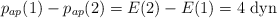 p_{ap}(1) - p_{ap}(2) = E(2) - E(1) = 4\ \text{dyn}