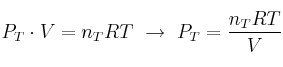 P_T\cdot V = n_TRT\ \to\ P_T = \frac{n_T RT}{V}