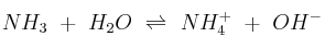 NH_3\ +\ H_2O\ \rightleftharpoons\ NH_4^+\ +\ OH^-