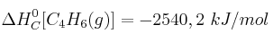\Delta H_C^0[C_4H_6(g)] = -2540,2\ kJ/mol