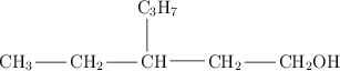 \chemfig{CH_3-CH_2-CH(-[2]C_3H_7)-CH_2-CH_2OH}