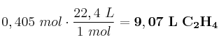 0,405\ mol\cdot \frac{22,4\ L}{1\ mol} = \bf 9,07\ L\ C_2H_4