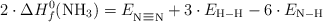 2\cdot \Delta H_f^0(\ce{NH3}) = E_{\ce{N#N}} + 3\cdot E_{\ce{H-H}} - 6\cdot E_{\ce{N-H}}