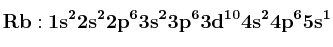 \bf Rb: 1s^22s^22p^63s^23p^63d^{10}4s^24p^65s^1