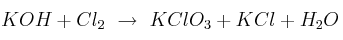 KOH + Cl_2\ \to\ KClO_3 + KCl + H_2O