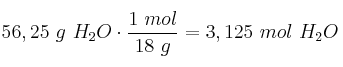 56,25\ g\ H_2O\cdot \frac{1\ mol}{18\ g} = 3,125\ mol\ H_2O