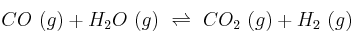 CO\ (g) + H_2O\ (g)\ \rightleftharpoons\ CO_2\ (g) + H_2\ (g)