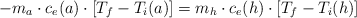 - m_a\cdot c_e(a)\cdot [T_f - T_i(a)] =  m_h\cdot c_e(h)\cdot [T_f - T_i(h)]