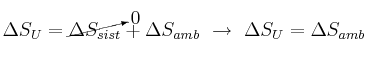 \Delta S_U = \cancelto{0}{\Delta S_{sist}} + \Delta S_{amb}\ \to\ \Delta S_U = \Delta S_{amb}