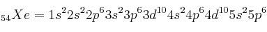 _{54}Xe = 1s^22s^22p^63s^23p^63d^{10}4s^24p^64d^{10}5s^25p^6