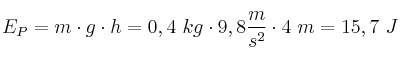 E_P = m\cdot g\cdot h = 0,4\ kg\cdot 9,8\frac{m}{s^2}\cdot 4\ m = 15,7\ J