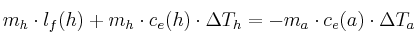 m_h\cdot l_f(h) + m_h\cdot c_e(h)\cdot \Delta T_h = - m_a\cdot c_e(a)\cdot \Delta T_a