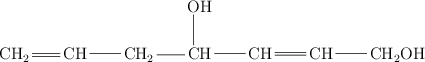 \chemfig{CH_2=CH-CH_2-CH(-[2]OH)-CH=CH-CH_2OH}