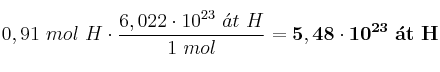 0,91\ mol\ H\cdot \frac{6,022\cdot 10^{23}\ \acute{a}t\ H}{1\ mol} = \bf 5,48\cdot 10^{23}\ \acute{a}t\ H