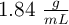 1.84 \ \textstyle{g\over mL}