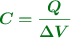 \color[RGB]{2,112,20}{\bm{C = \frac{Q}{\Delta V}}}