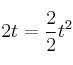 2t = \frac{2}{2}t^2