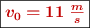 \fbox{\color[RGB]{192,0,0}{\bm{v_0 = 11\ \frac{m}{s}}}}