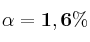\bf \alpha = 1,6\%