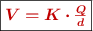 \fbox{\color[RGB]{192,0,0}{\bm{V = K\cdot \frac{Q}{d}}}}
