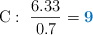\ce{C}:\ \frac{6.33}{0.7} = \color[RGB]{0,112,192}{\bf 9}