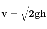 \bf v = \sqrt {2gh}