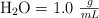 \ce{H2O} = 1.0\ \textstyle{g\over mL}