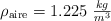 \rho_{\ce{aire}} = 1.225\ \textstyle{kg\over m^3}
