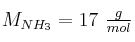 M_{NH_3} = 17\ \textstyle{g\over mol}