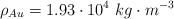 \rho_{Au}  = 1.93\cdot 10^4\ kg\cdot m^{-3}