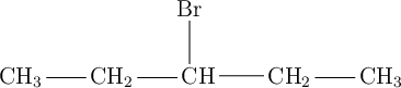 \chemfig{CH_3-CH_2-CH(-[2]Br)-CH_2-CH_3}