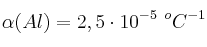 \alpha (Al) = 2,5\cdot 10^{-5}\ ^oC^{-1}