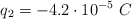 q_2 = - 4.2\cdot 10^{-5}\ C