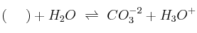 (\ \ \ \ ) + H_2O\ \rightleftharpoons\ CO_3^{-2} + H_3O^+