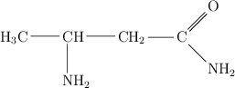 \chemfig{H_3C-CH(-[6]NH_2)-CH_2-C(=[1]O)(-[7]NH_2)}