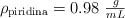 \rho_{\text{piridina}} = 0.98\ \textstyle{g\over mL}