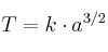T = k\cdot a^{3/2}