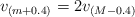 v_{(m + 0.4)} = 2v_{(M - 0.4)}